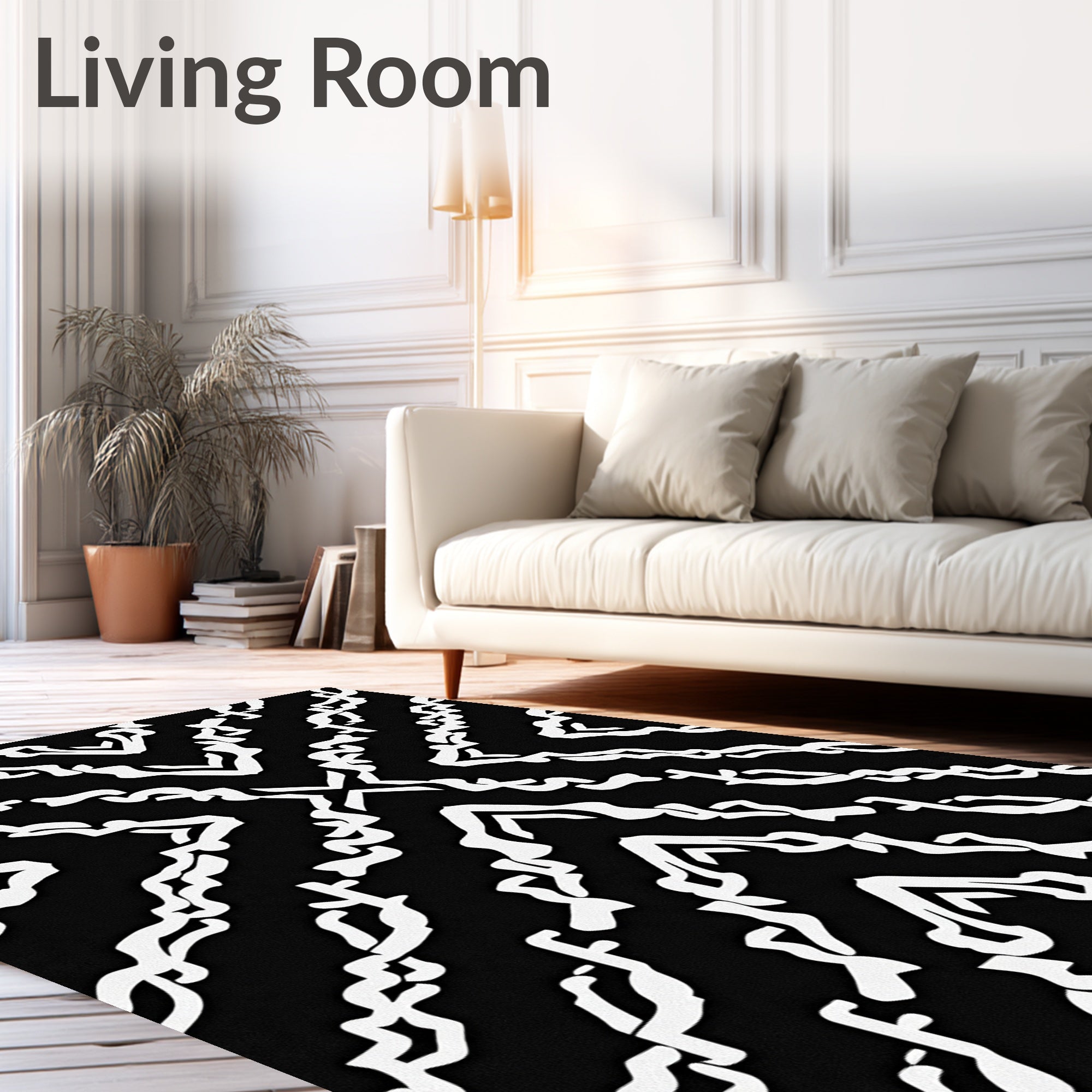 Bold Black White Abstract Geometric Rug