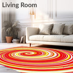 Vibrant Red Yellow Swirl Vortex Rug