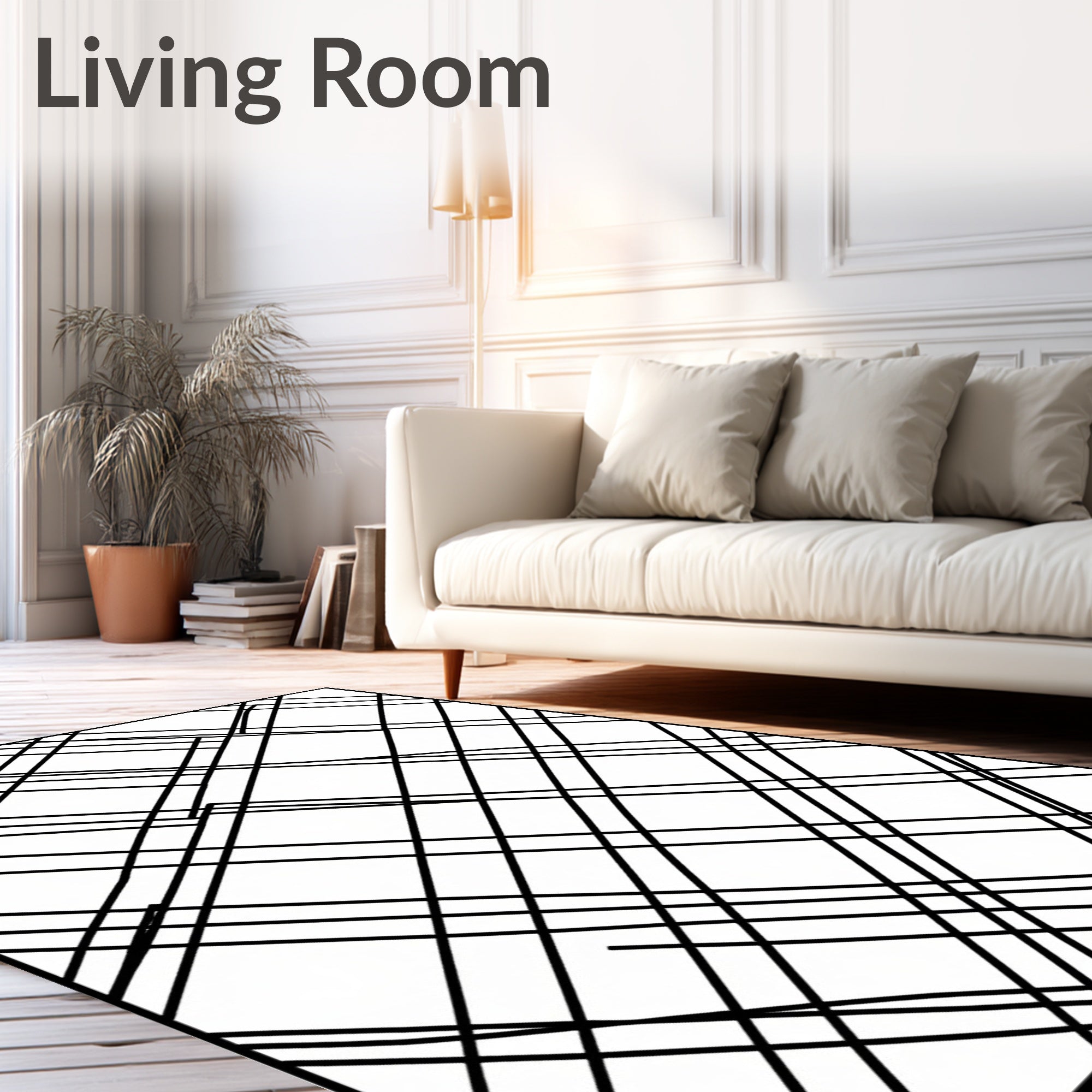 Intersecting Lines Diagonal Grid Rug
