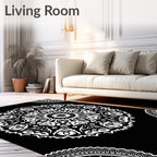 Monochromatic Detailed Floral Mandala Rug