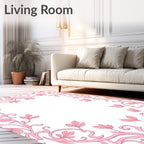 Pastel Pink Floral Vine Border Rug
