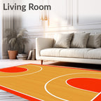 Orange Wood Court Lines Rug