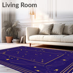Deep Navy and Gold Celestial Rug