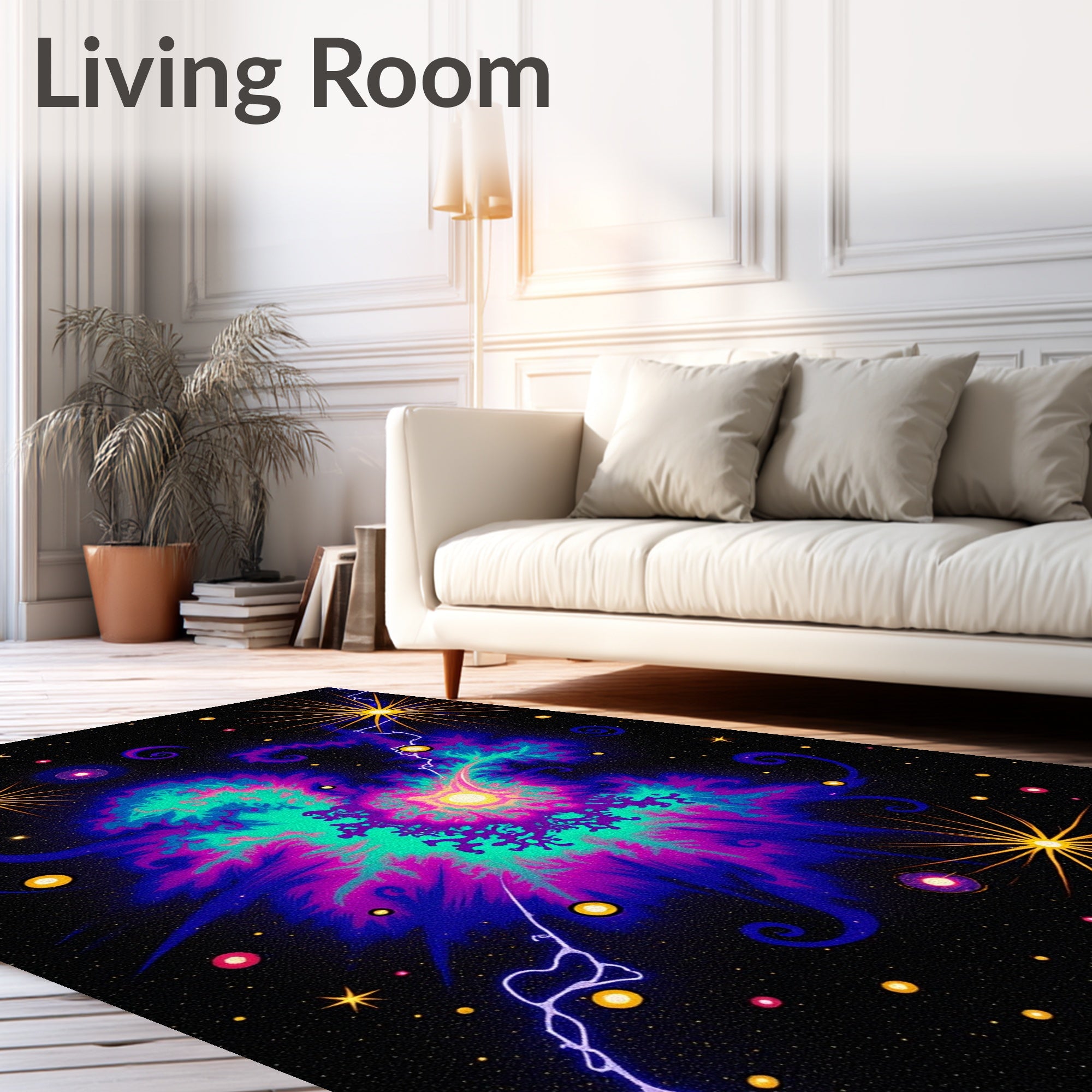 Cosmic Nebula Burst With Stars Rug