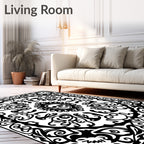 Monochromatic Skull Ornate Scrollwork Rug