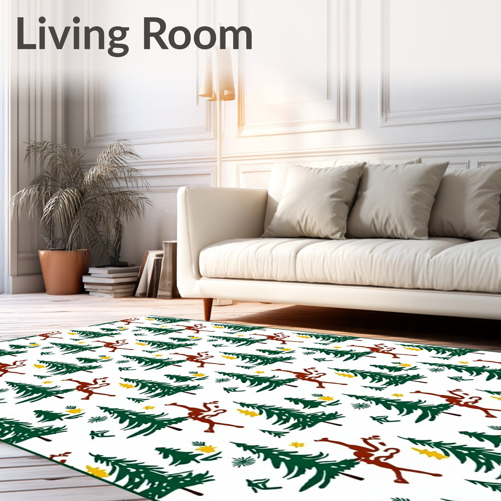 Green Forest Red Dancer Yellow Stars Rug