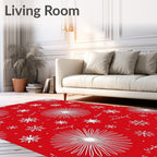 Red White Snowflake Winter Holiday Medley Rug