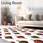Ornate Red Gold Christmas Bauble Repeat Rug