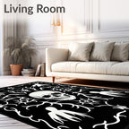 Gothic Black White Skull Ghost Art Rug
