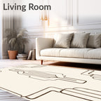 Cream and Brown Art Deco Lines Rug
