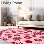 Festive Red Snowflake Ornament Repeat Rug