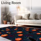 Spooky Black Cats Pumpkin Candle Scatter Rug