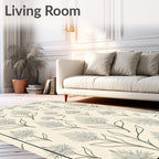 Neutral Cream Botanical Floral Rug