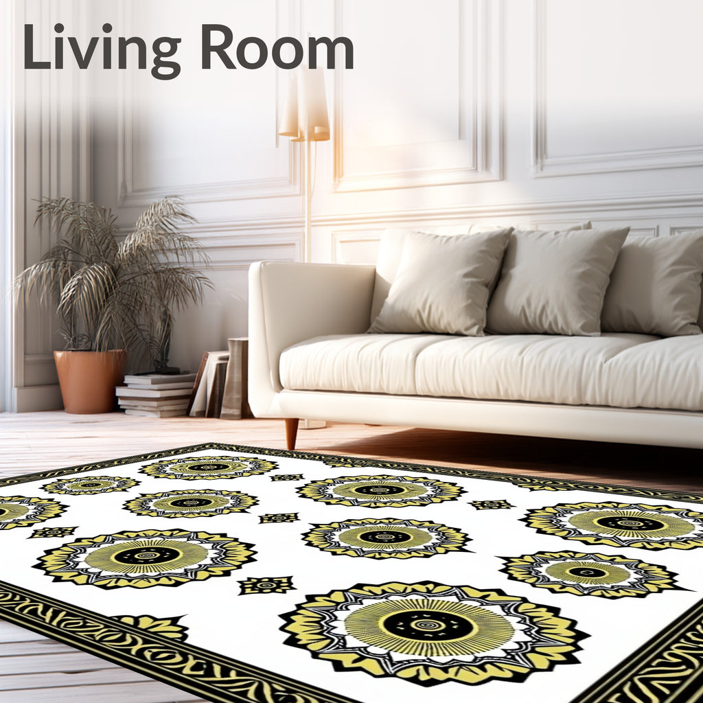 Golden Yellow Sunburst Medallion Rug