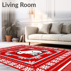 Winter White Rabbit Snowflake Border Rug