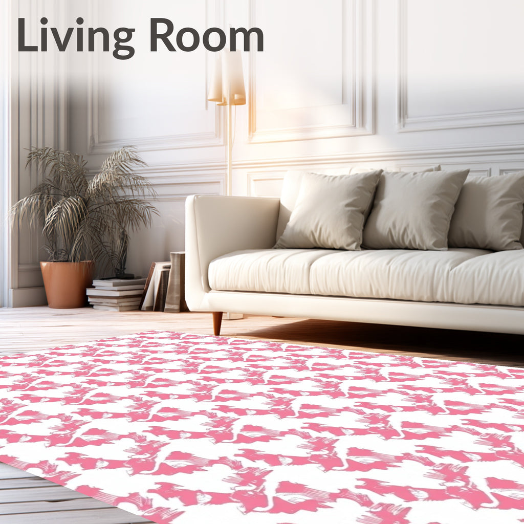 Pink Abstract Floral Strokes Rug