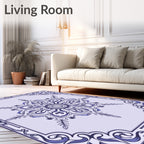 Deep Lavender Floral Mandala Border Rug