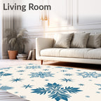 Winter Blue Snowflake Scattering Rug