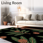 Green Fir Branch Orange Orb Rug