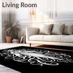 Ethereal White Gothic Figure Swirls Rug