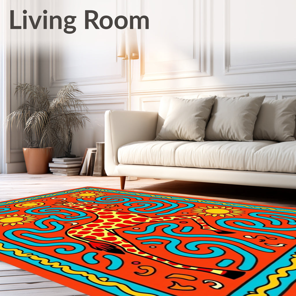 Orange Giraffe Sun Maze Rug