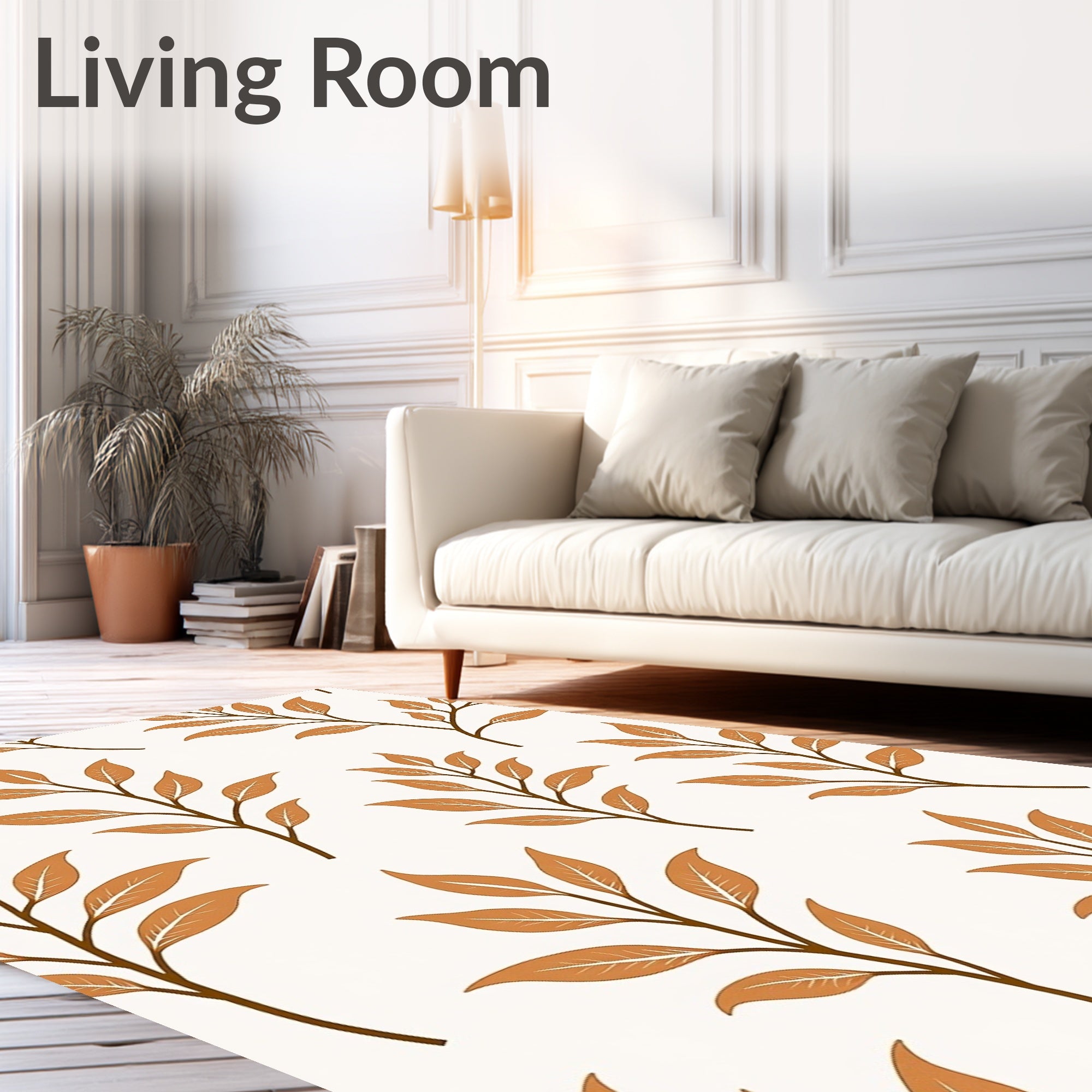 Warm Tan Autumn Branch Foliage Rug