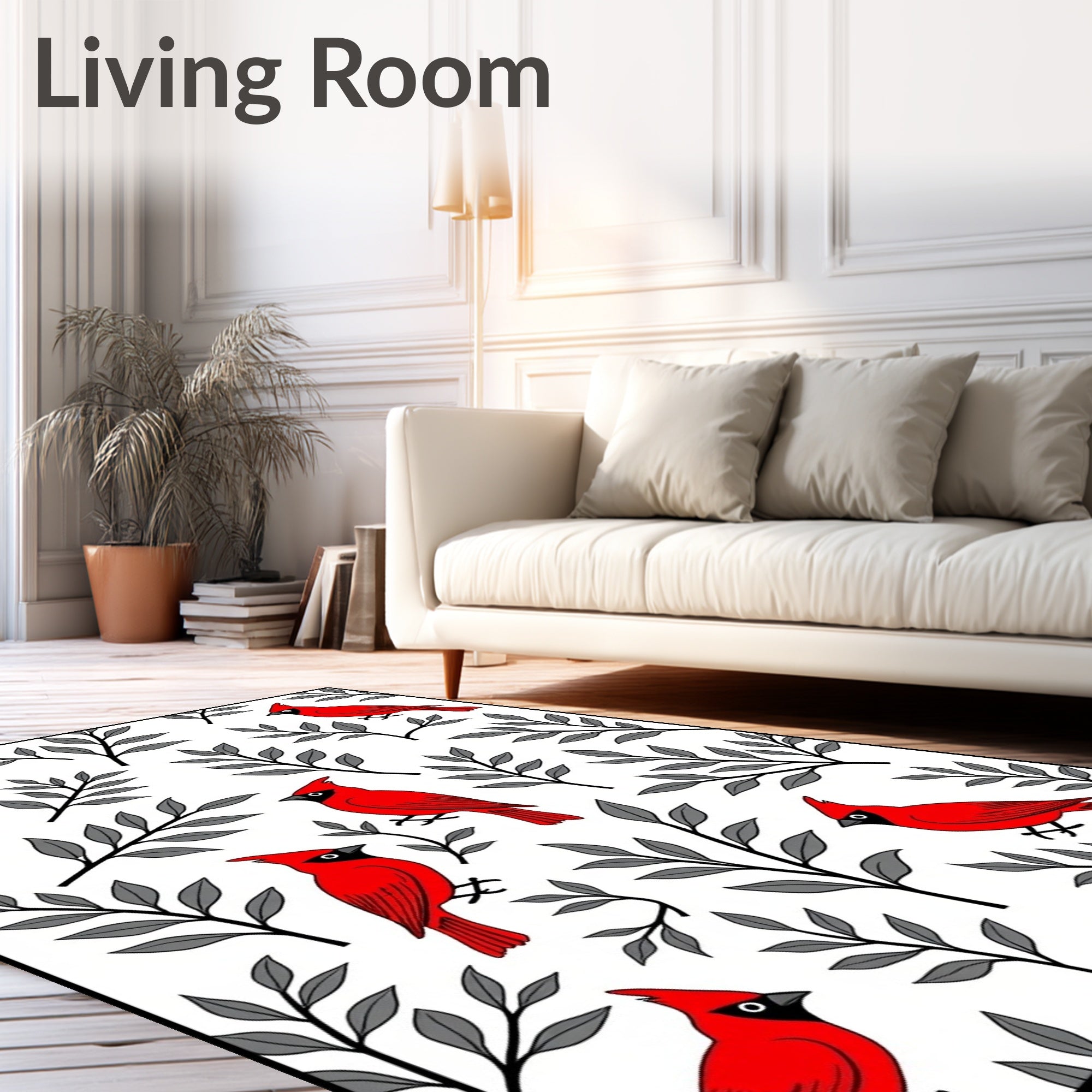 Red Cardinal Floral Twig Rapport Rug