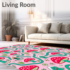 Whimsical Red Mushroom Fairy Garden Rug