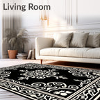 Monochromatic Scrollwork Mandalas Rug