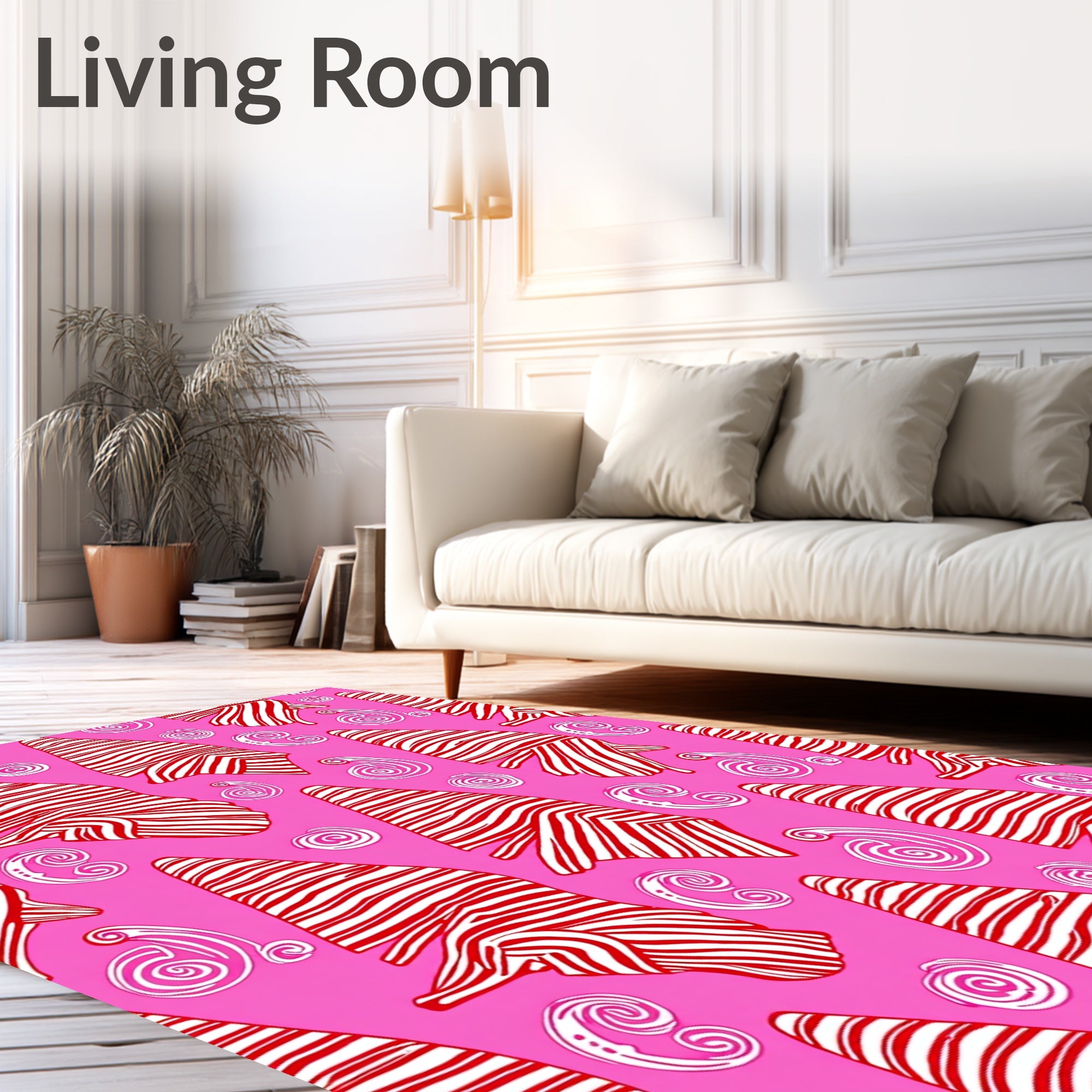Pink Candy Cane Swirl Rug