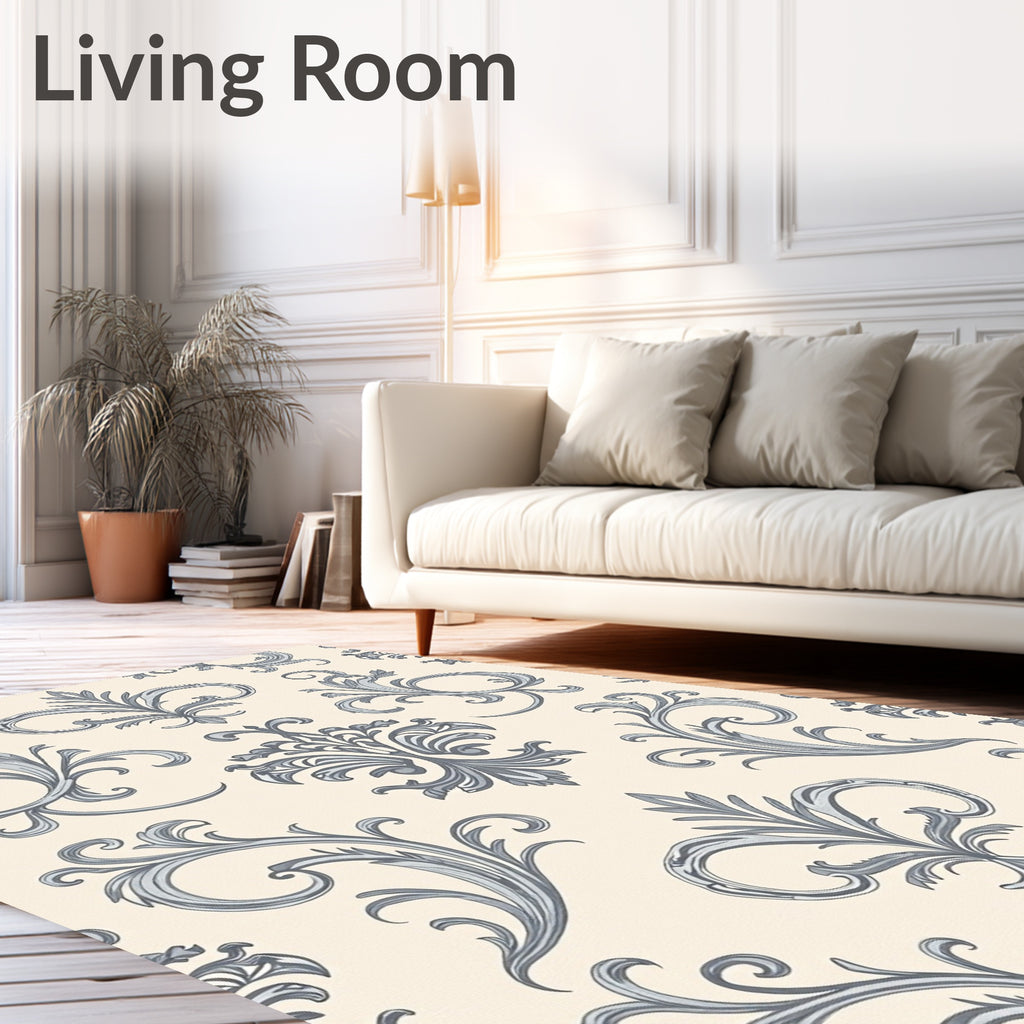 Vintage Gray Scroll Fleur-de-lis Rug
