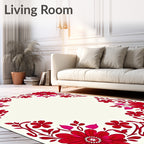 Crimson floral border red vines Rug