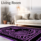 Mystical Black Cat Cosmic Swirls Rug