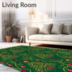 Green Red Gold Christmas Tree Garland Rug