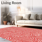 Bold Crimson Swirl Maze Rug