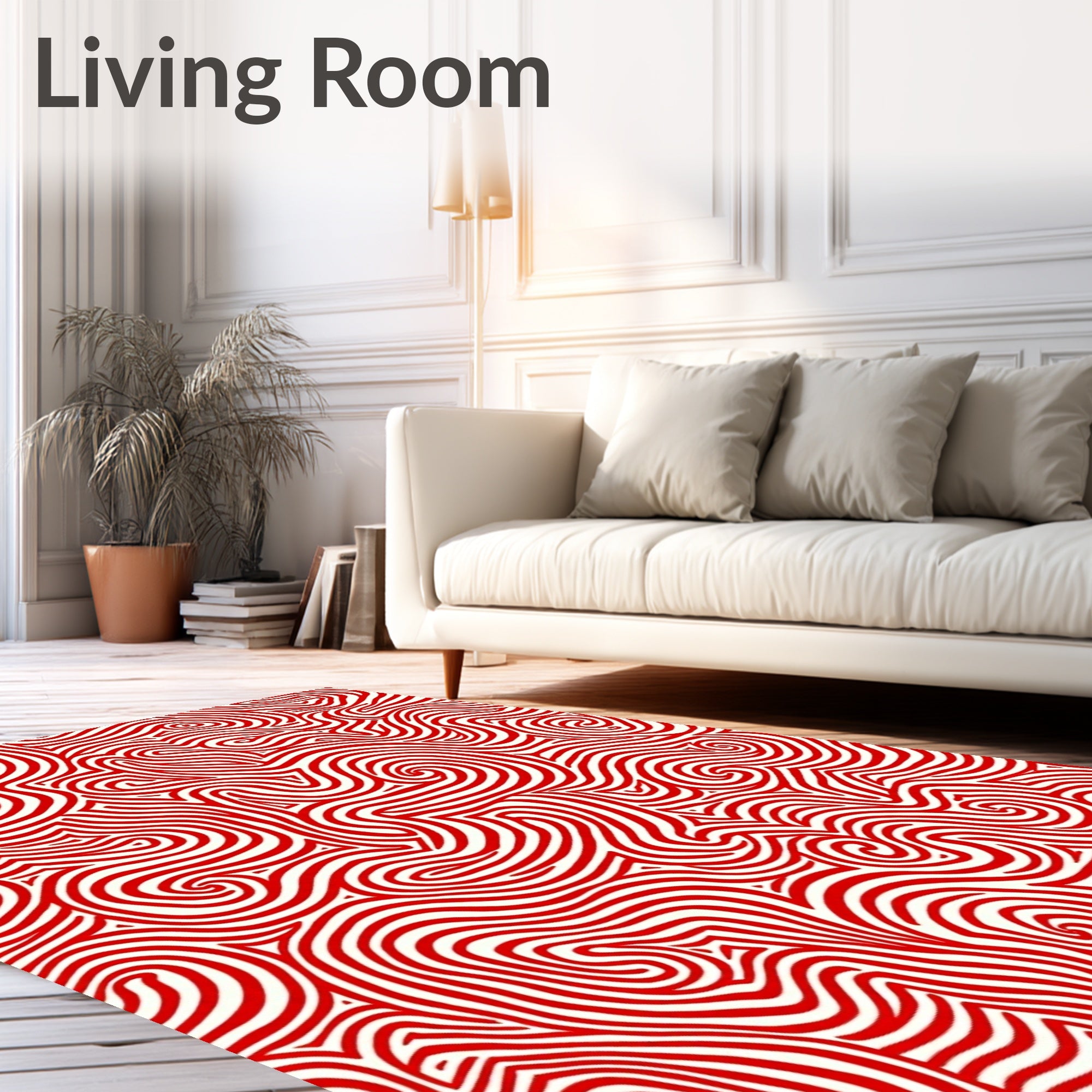 Bold Crimson Swirl Maze Rug