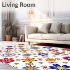 Colorful Folk Floral Medallion Arrangement Rug
