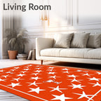 Vibrant Orange Star Trophy Collage Rug