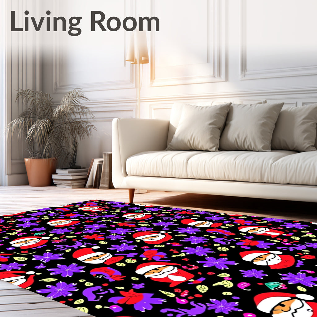 Jolly Santa Claus Purple Starburst Rug