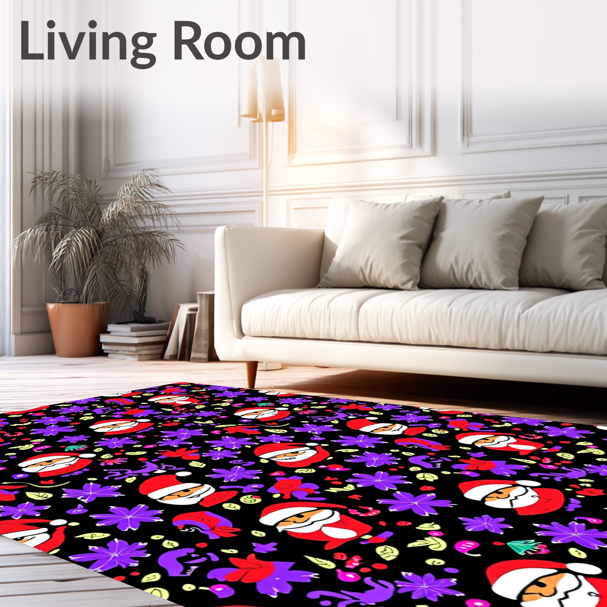 Jolly Santa Claus Purple Starburst Rug