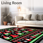 Whimsical Red And Green Gnome Snowflakes Rug