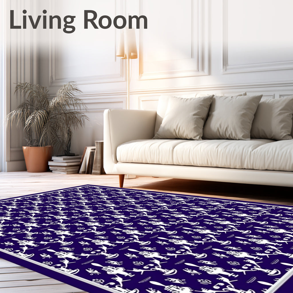 Indigo White Classical Symmetry Arrangement Rug
