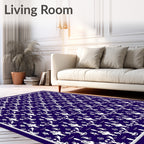 Indigo White Classical Symmetry Arrangement Rug