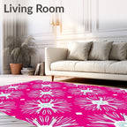 Vibrant Pink Floral Rays Rug