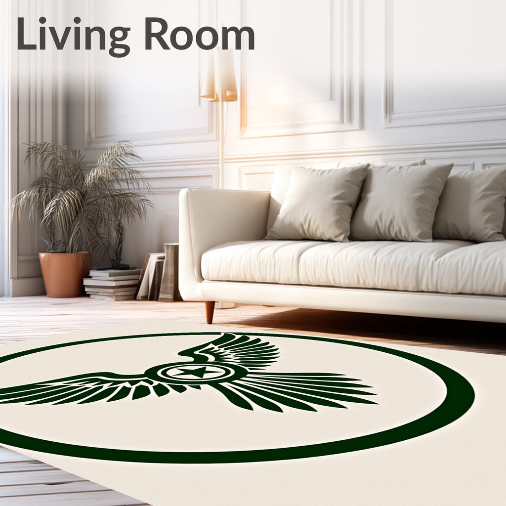 Dark Green Winged Star Emblem Rug