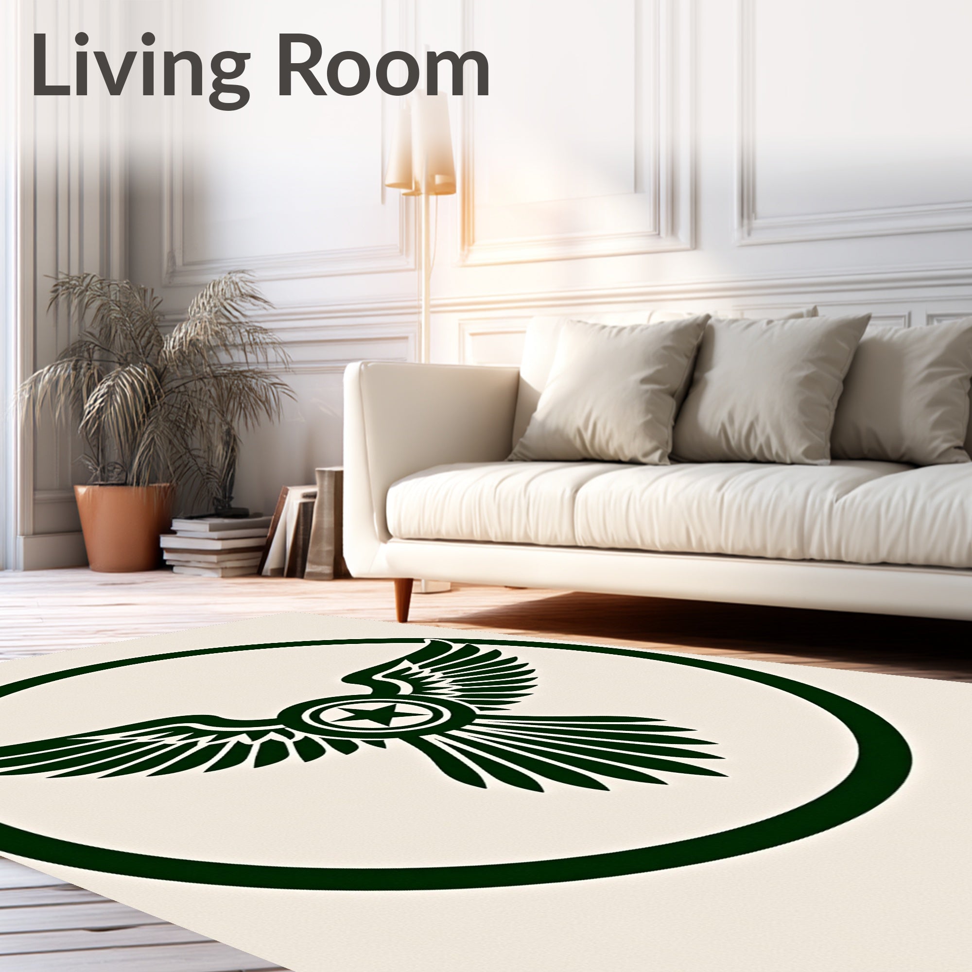 Dark Green Winged Star Emblem Rug