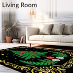Ornate Black Christmas Tree Garland Rug