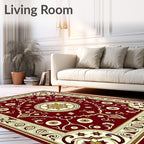 Crimson Floral Medallion Rug