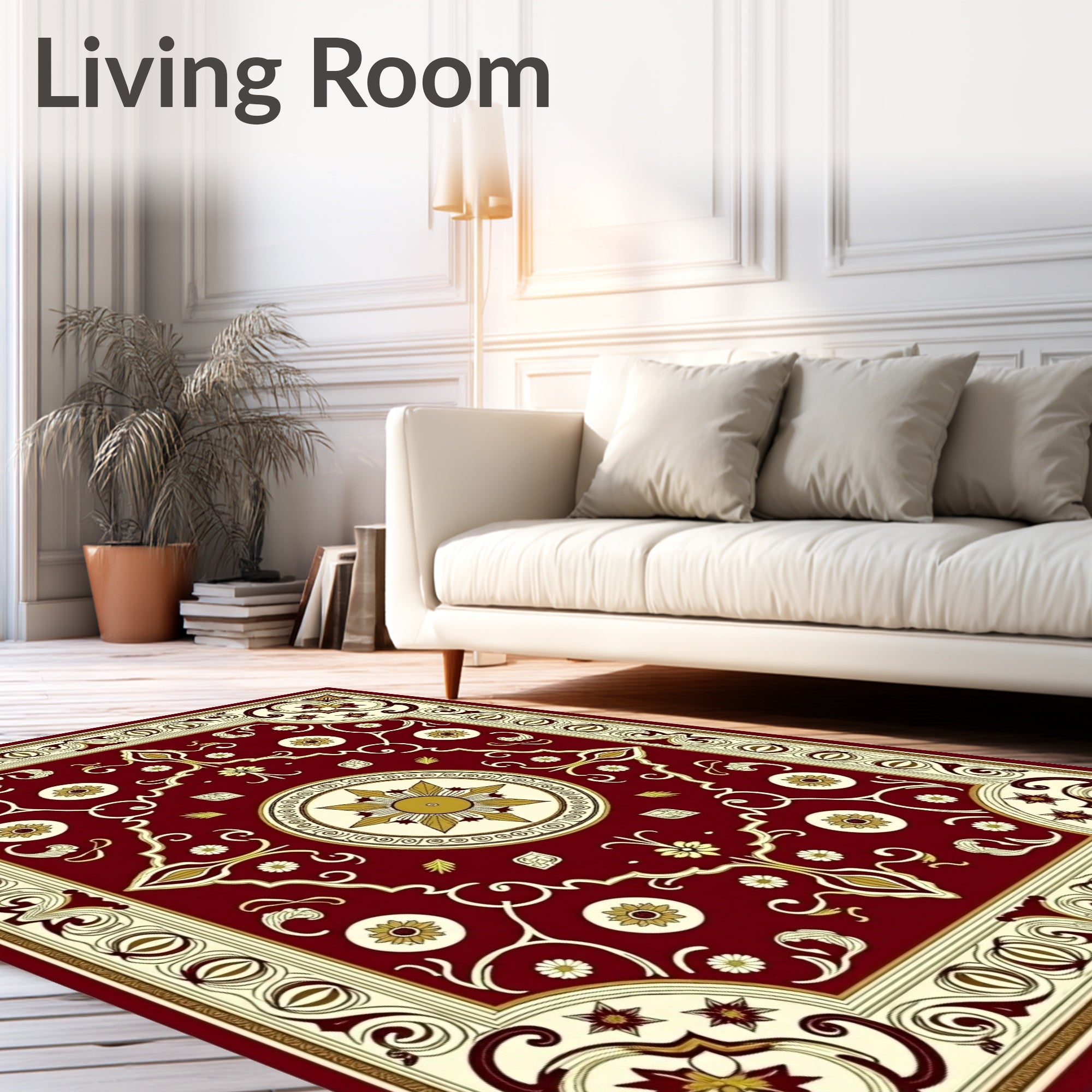Crimson Floral Medallion Rug