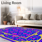 Vibrant Pink Floral Butterfly Garden Rug
